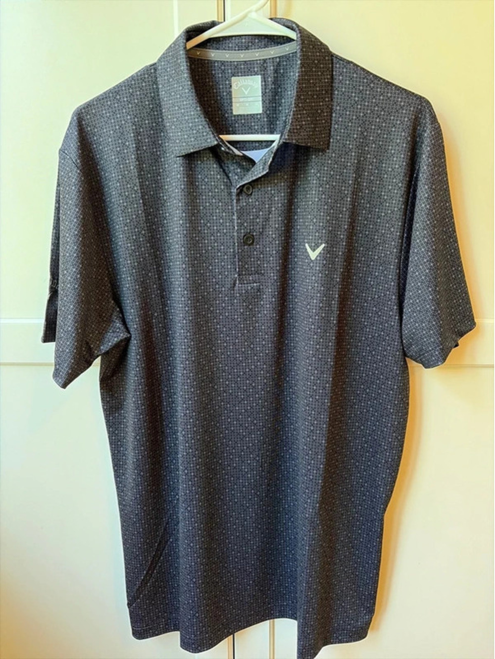 Callaway Men’s Black Gray Patterned Golf Polo Shirt Size Medium NWOT
